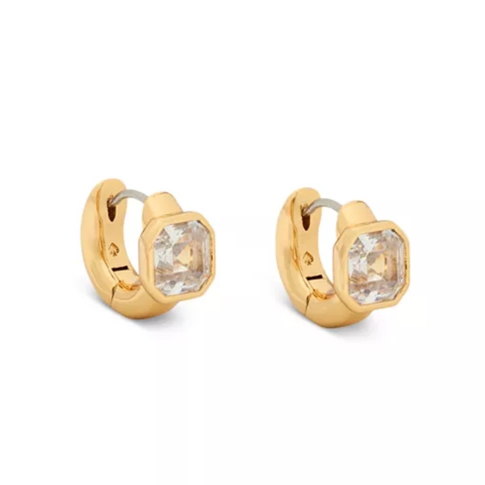 $58 Kate Spade Keep Sparkling Asscher Huggie Earrings - Picture 3 of 5